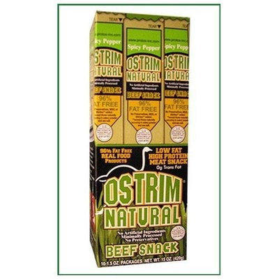 Ostrim Spicy PepperNatural Beef Sticks, 1.5-Ounce (Pack of 10)