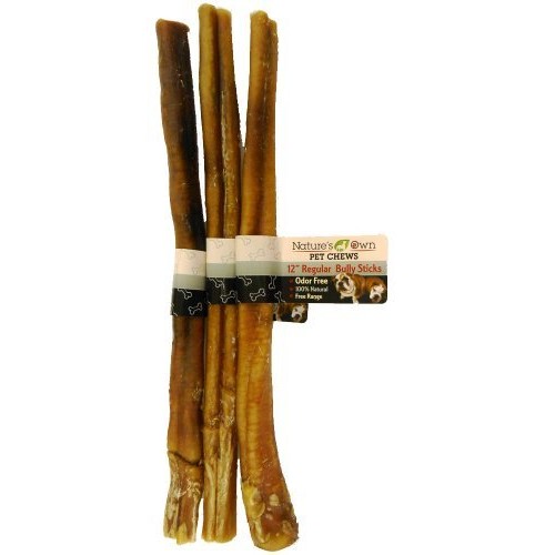 Best Buy Bones - USA Made 3-Pack Odor-Free USA Bully Sticks, 12-Inch - Healthy Pet Chews for Dogs