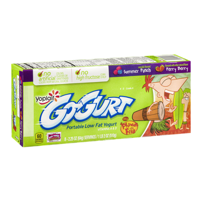 GO-GURT® Portable Low Fat Yogurt Phineas And Ferb Summer Punch Perry Berry