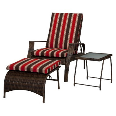Threshold Rolston 3-Piece Wicker Patio Chaise Lounge Set - Red Stripe