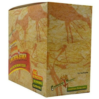 Caveman Chicken Jerky-Spicy BBQ - Box Caveman Foods 12 Bags 1 Box