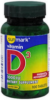 Sunmark Vitamin D3 Tablets, 1000 IU, 100 Tabs by Sunmark