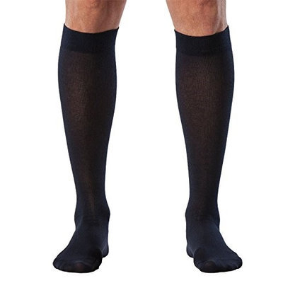 Sigvaris Sea Island Cotton 222CMLM10 20-30mmHg Mens Closed Toe Calf Socks - Navy Medium Large