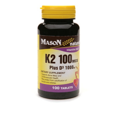 Mason Natural Vitamin K2 100mcg Plus D3 1000 IU