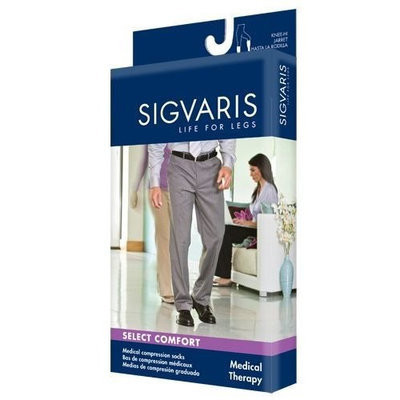 Sigvaris 863CL2M99 Select Comfort Series 30-40 mmHg Men's Closed Toe Knee High Sock Size: L2, Color: Black 99