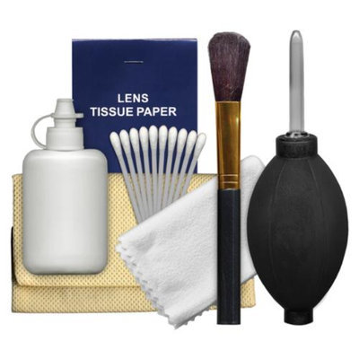 Precision Design 6-Piece Camera & Lens Cleaning Kit with Air Blower, Brush, Cleaning Solution, Microfiber Cloth, Lens Tissues & Cotton Swabs