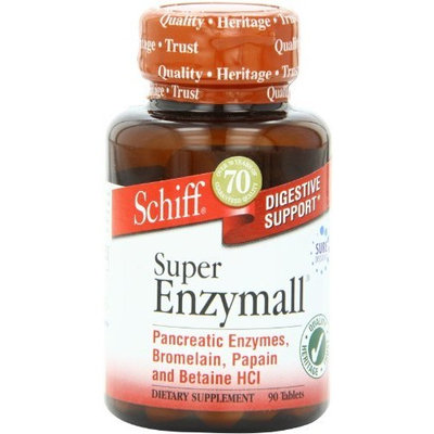 Schiff Super Enzymall with Pancreatic Enzymes, Bromelain, Papain and Betaine HCI, Dietary Supplement, 90 Count
