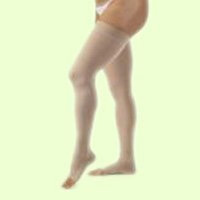 Jobst Opaque Thigh High With Silicone Dot Band 20-30mmHg Open Toe, L, Honey