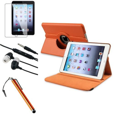 Insten iPad Mini 3/2/1 Case, by INSTEN 4 Item Orange 360 Swivel Leather Case Clip 3.5mm Yellow Stylus for iPad Mini 1/2/3