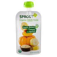 Sprout Toddler Pouch, Peach, Banana & Pumpkin with Quinoa, 4.22 oz