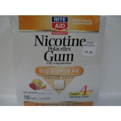 Rite Aid Stop Smoking Aid, 4 mg, Gum, Coated Fruit, 100 ea