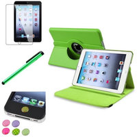 Insten iPad Mini 3/2/1 Case, by INSTEN Green 360 Degree Rotating Leather Case Cover Stand for Apple iPad Mini 3 2 1+Sticker