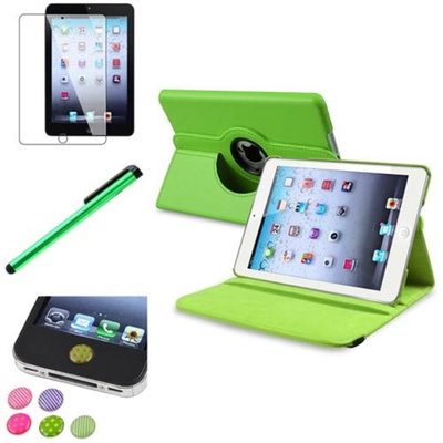 Insten iPad Mini 3/2/1 Case, by INSTEN Green 360 Degree Rotating Leather Case Cover Stand for Apple iPad Mini 3 2 1+Sticker