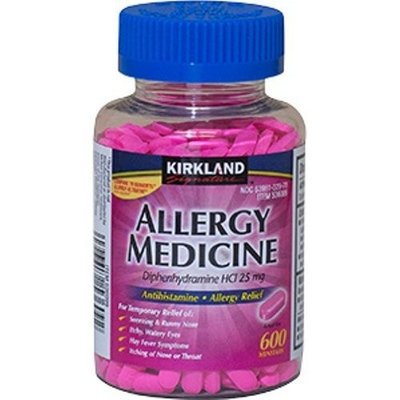 Benadryl Diphenhydramine HCI 25 Mg - Kirkland Brand - Allergy Medicine and AntihistamineCompare to Active Ingredient of Benadryl® Allergy - 600 Count
