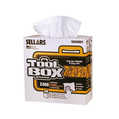 TOOLBOX Cleaning Wipes Z400 Interfold Wipers (100-Count; 8 Boxes Per Case; 800 Sheets Per Case) Color: White 5020001