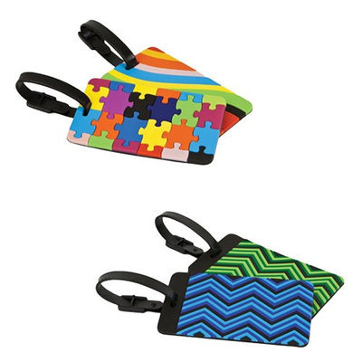 Travelon Set of 4 Luggage Tags-2 Puzzles and Swirls Plus 2 Zig Zag Set of Luggage Tags