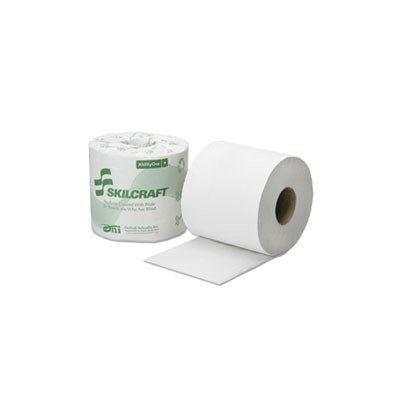 SKILCRAFT(R) 2-Ply Individual Toilet Tissue Rolls, 4in. x 3 3/4in, 100% Recycled, White, 500 Sheets Per Roll, 96 Rolls