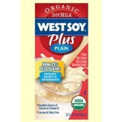WestSoy Plus Organic Plain Soymilk, 64 Ounce -- 8 per case.