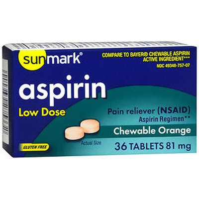 Sunmark Aspirin Adult Low Dose Chewable, 81 mg, Orange 36 tabs by Sunmark