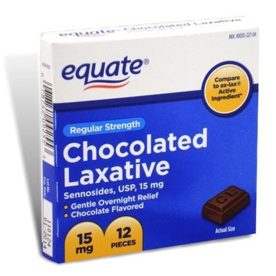Equate - Chocolated Laxative, Regular Strength, Sennosides 15 mg, 12 Pieces (Compare to ex-lax)
