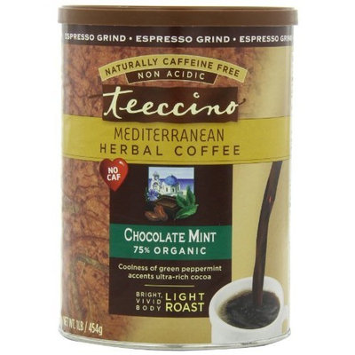 Teeccino Caffeine Free Herbal Coffee, Espresso Grind, , Chocolate Mint, 16-Ounce
