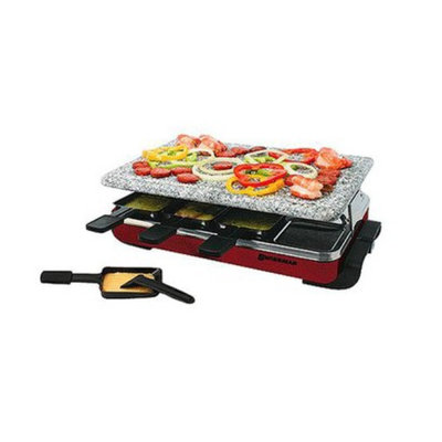 Swissmar Classic Raclette 8-Person Party Grill with Granite Top - Red