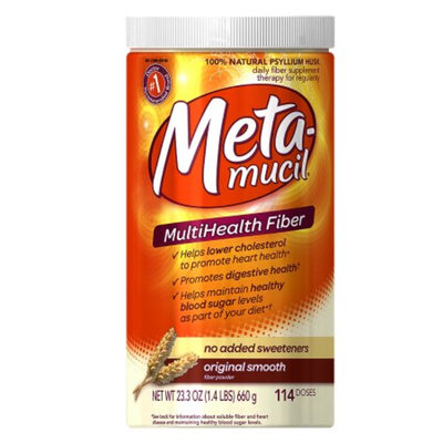 Metamucil Sugar Free Multihealth Fiber Supplement Powder Sugar-Free Original Smooth