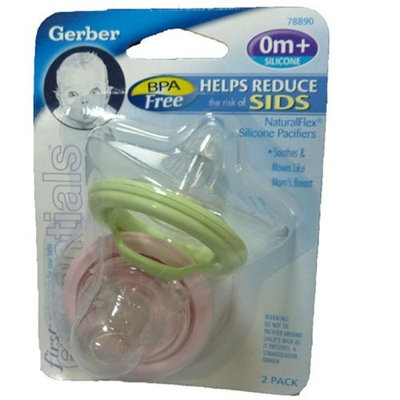 NUK Gerber Natural Flex Silicone Pacifier 2/ Pk - Pink and green