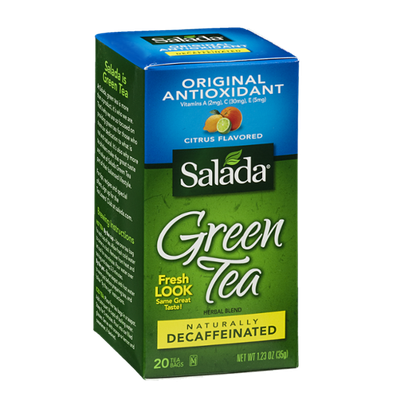 Salada Naturally Decaffeinated Original Antioxidant Green Tea Bags Citrus Flavored - 20 CT
