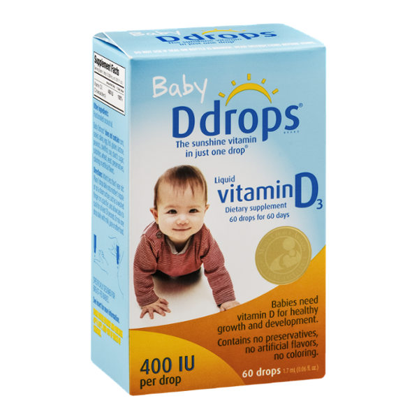 Baby D Drops Liquid Vitamin D3 Dietary Supplement 400 IU 60 Drops