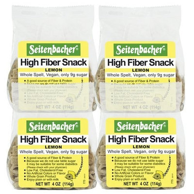 Seitenbacher Lemon High Fiber Snack, 4.00-Ounce (Pack of 4)