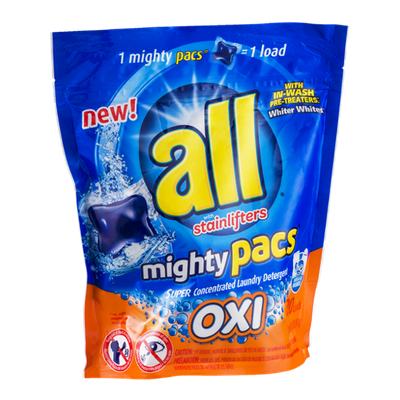 All Mighty Pacs Laundry Detergent with Stainlifters - 20 CT