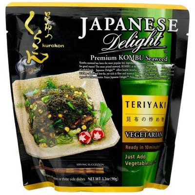 Japanese Delight Premium Kombu Seaweed, Teriyaki, Vegetarian, 3.2-Ounce Pouches (Pack of 10)