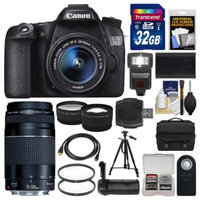 Canon EOS 70D Digital SLR Camera & EF-S 18-55mm IS STM Lens with 75-300mm III Lens + 32GB Card + Case + Flash + Battery + Grip + Tripod Kit