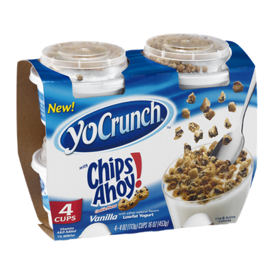 YoCrunch Vanilla Lowfat Yogurt with Chips Ahoy Cookie Pieces - 4 CT