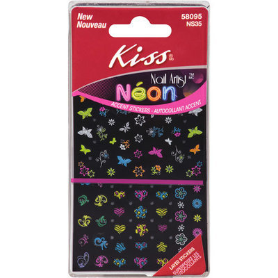 Kiss Nail Artist Neon Accent Stickers, 2 sheets
