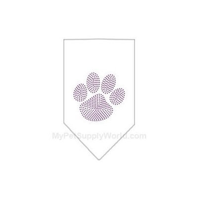 Ahi Paw Purple Rhinestone Bandana White Small
