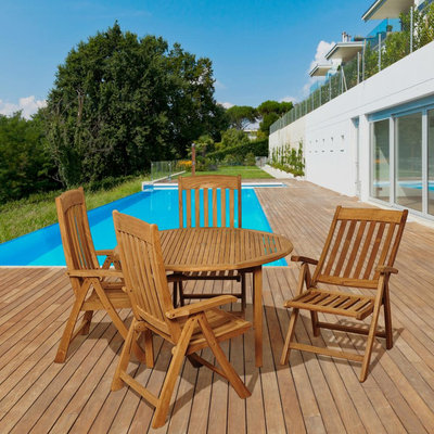 Crimson 5 Piece Teak Round Patio Dining Set