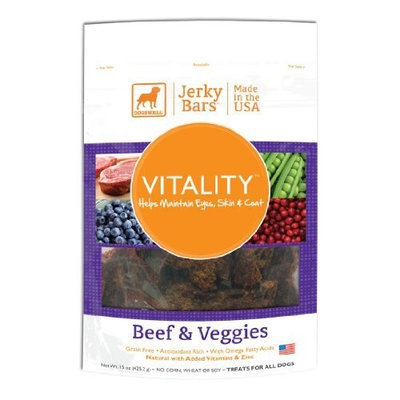 Dogswell Vitality Jerky Bars Dog Treats, Beef and Veggies, 15-Ounce Package