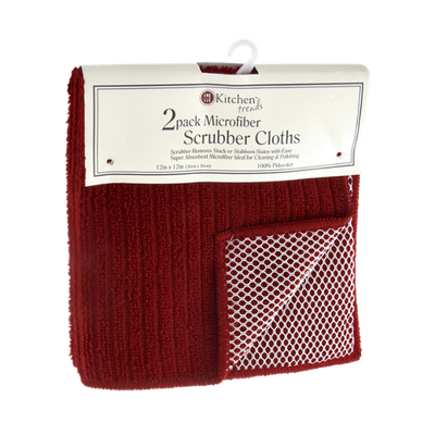Kitchen Trends 12x12 Red Microfiber Scrubber Cloths - 2 CT