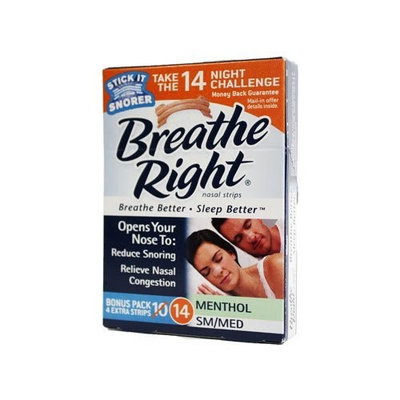 Breathe Right Nasal Strips, Menthol, SM/MED - 2 pack of 14 strips (total 28 ct.)