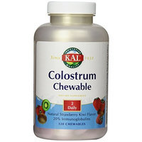 KAL Colostrum Chewable 500 mg Tablets, Strawberry Kiwi, 120 Count