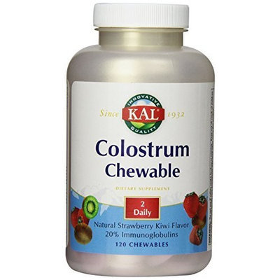 KAL Colostrum Chewable 500 mg Tablets, Strawberry Kiwi, 120 Count