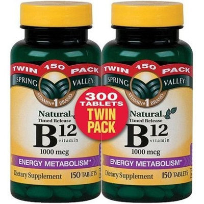 Spring Valley - Vitamin B-12, Timed Release 1000 mcg, 300 Tablets, Twin Pack