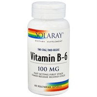 Solaray Vitamin B-6 - 100 mg - 60 Vegetarian Capsules