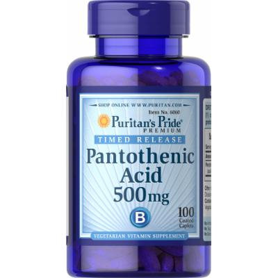 Puritan's Pride Pantothenic Acid 500 mg Timed Release-100 Caplets