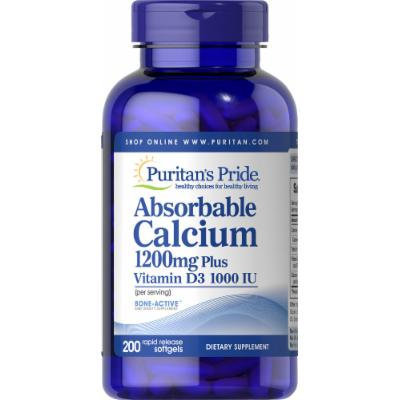 Puritan's Pride Absorbable Calcium 1200 mg with Vitamin D3 1000 IU-200 Softgels