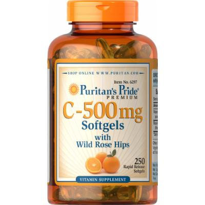 Puritan's Pride Vitamin C-500 mg with Rosehips-250 Softgels