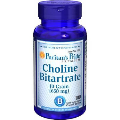 Puritan's Pride Choline Bitartrate 10 Grain 650 mg-100 Tablets