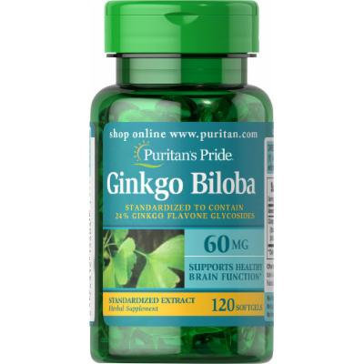 Puritan's Pride Ginkgo Biloba Standardized Extract 60 mg-120 Softgels